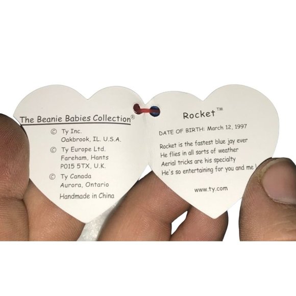 Vintage 1998 TY Beanie Original Baby Blue Jay Bird Named Rocket - Picture 7 of 8